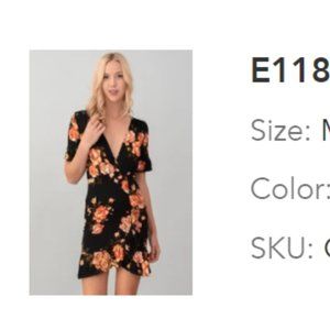 Nana Macs Black & Orange Floral Dress Size Medium